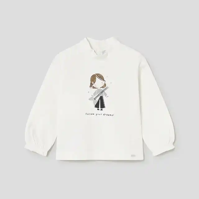 Mayoral Kışlık Kız Bebek Uzun Kol T-shirt Ekru