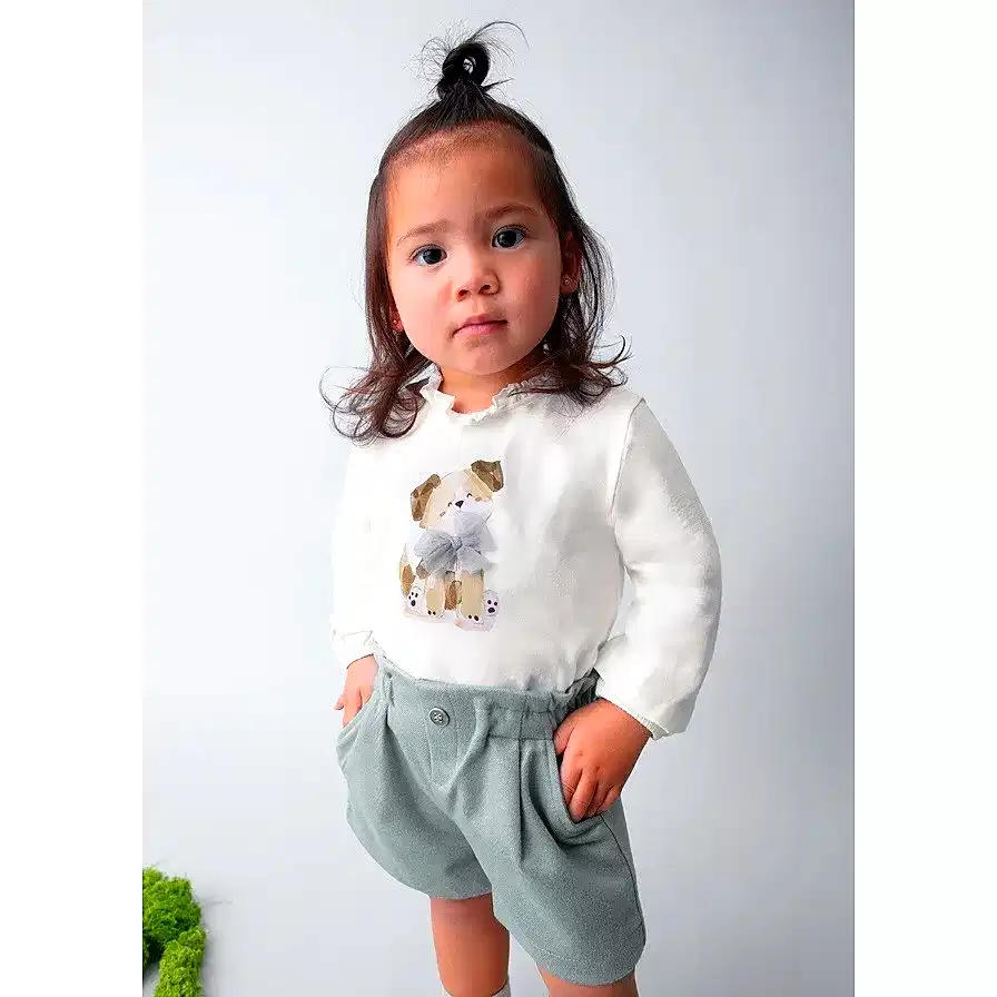 Mayoral Kışlık Kız Bebek Uzun Kol T-shirt Ekru