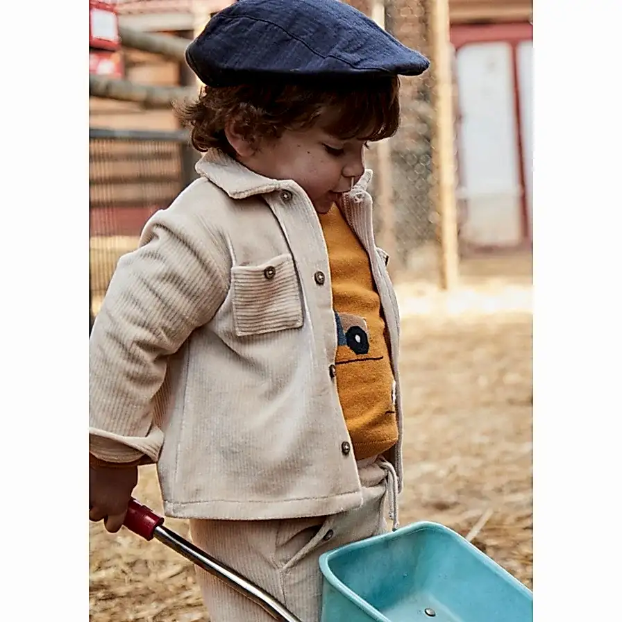 Mayoral Kışlık Erkek Bebek Fitilli Kadife Gömlek Bej