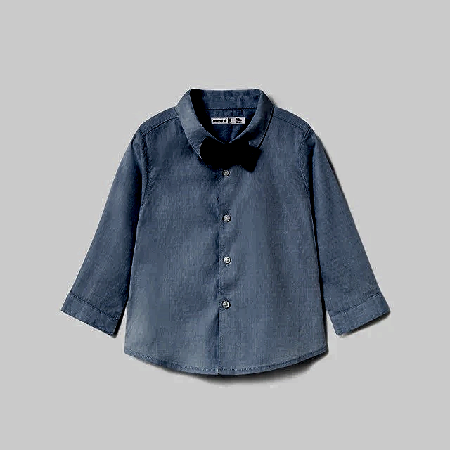 Mayoral Kışlık Erkek Bebek Uzun Kol Papyonlu Gömlek Mavi