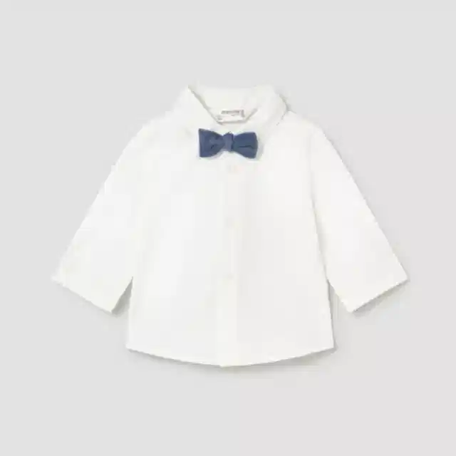 Mayoral Kışlık Erkek Bebek Uzun Kol Papyonlu Gömlek Ekru