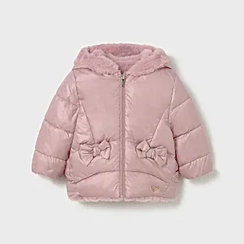 Mayoral Kışlık Kız Bebek Çift Taraflı Kapşonlu Kürklü Mont Pembe