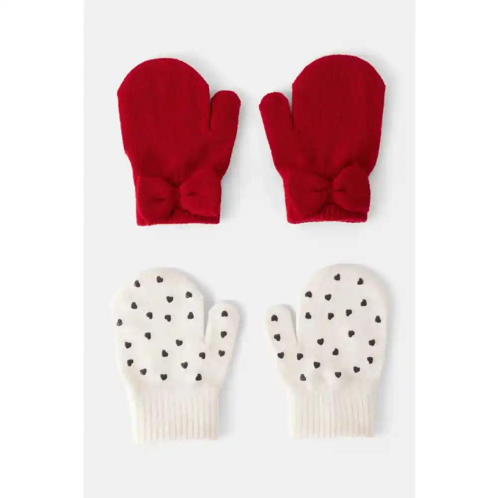 Carter's Kız Çocuk Desenli 2'li Eldiven Kırmızı