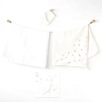 Andywawa Bebek Banyo Havlu Müslin 3'lü Set Ekru