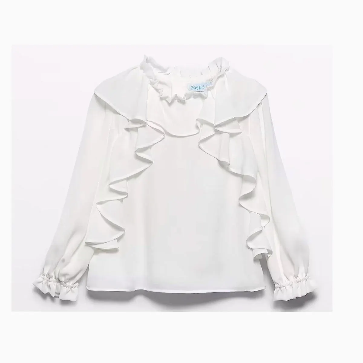 Abel Lula Kışlık Kız Fırfırlı Şifon Bluz Ekru