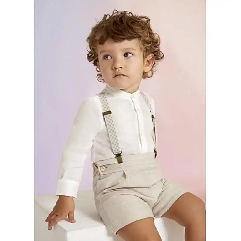 Abel Lula Yazlık Erkek Bebek Pantalon Askısı Krem