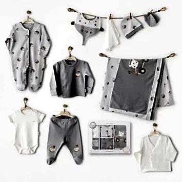 Andywawa Erkek Bebek 10'lu Hastane Çıkış Seti Gri