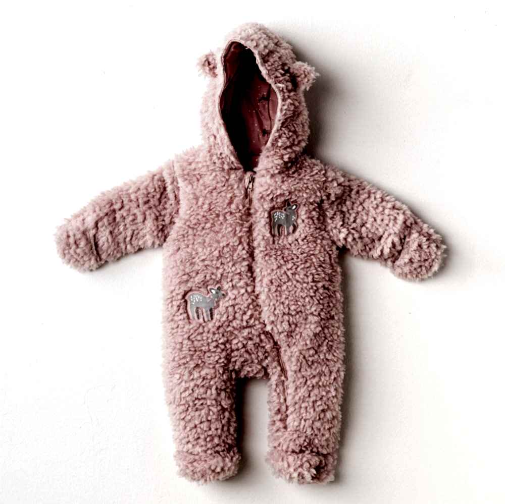 Andywawa Kışlık Kız Bebek Kürklü Astronot Plush Pupp Pembe