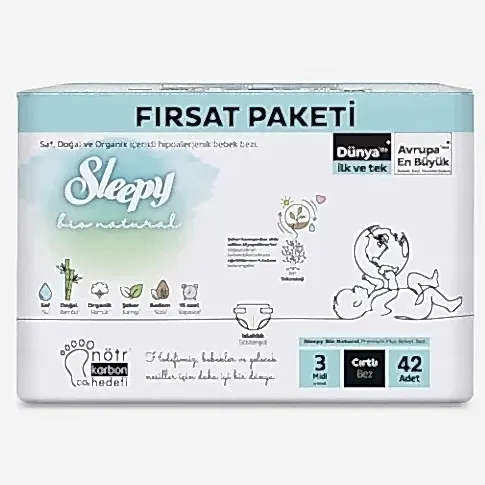 Sleepy Bio Natural No:3 Midi Bebek Bezi 42 Adet