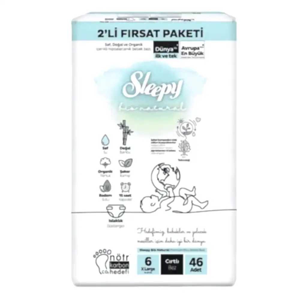 Sleepy Bio Natural No:6 XL 2’li Bebek Bezi 46 Adet