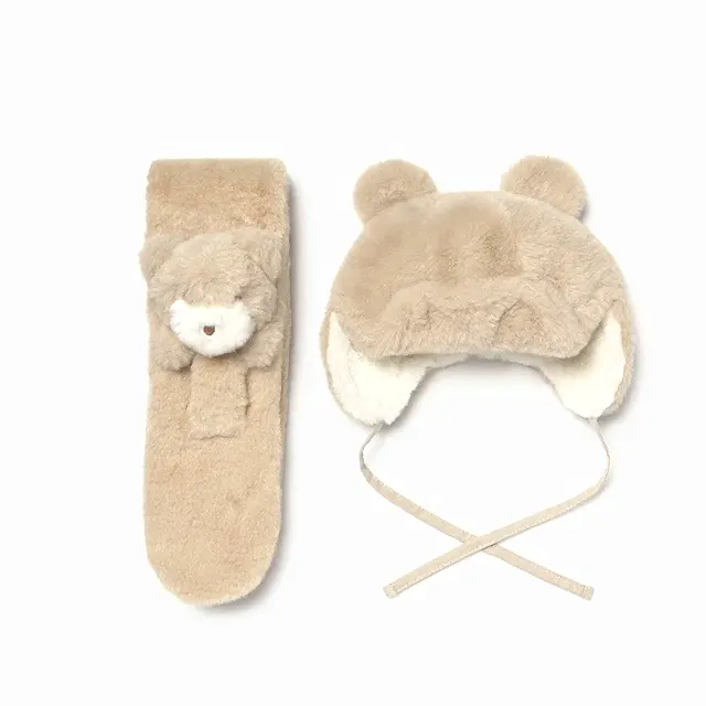 Mayoral Kışlık Kız Bebek Kürklü Atkı Bere Set Bej