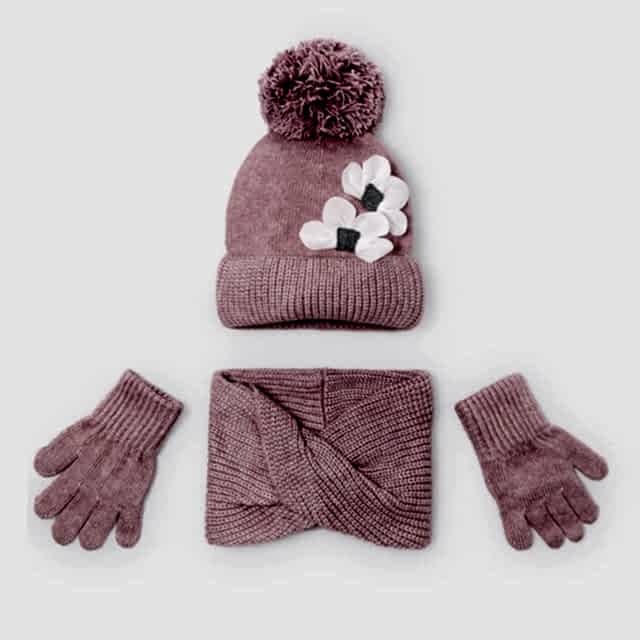 Mayoral Kışlık Kız Örme Atkı Bere Eldiven Üçlü Set Pembe