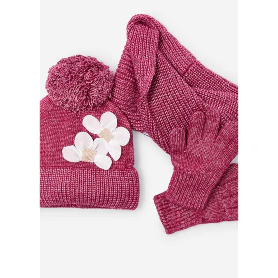 Mayoral Kışlık Kız Örme Atkı Bere Eldiven Üçlü Set Kırmızı