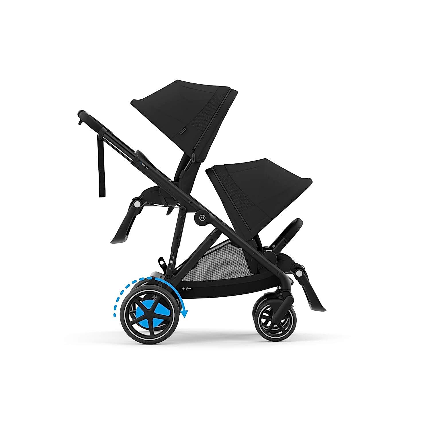 Cybex e-Gazelle S Black İkiz Bebek Arabası Moon Black