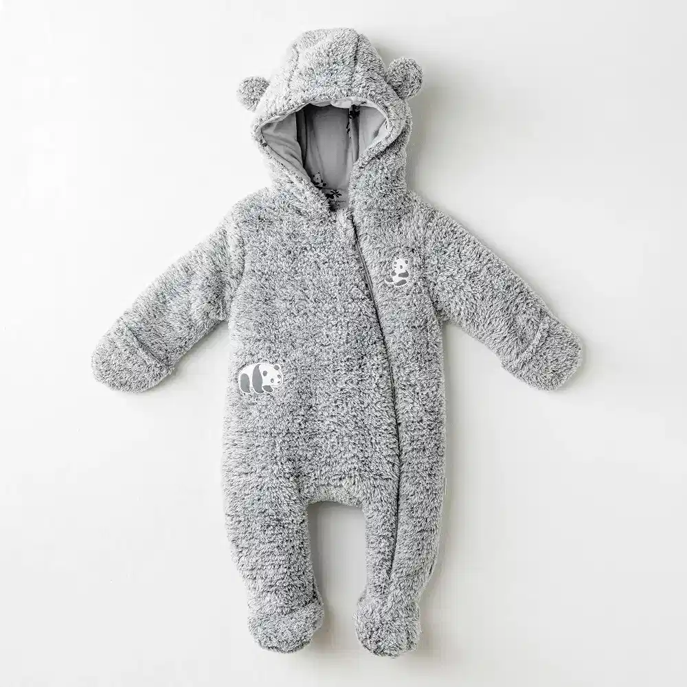 Andywawa Kışlık Bebek Tulum Kozmonot Pramsuıt Welsoft Keep Smılıng Gri
