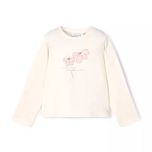 Mayoral Kışlık Kız Basic Uzun Kol T-shirt Ekru