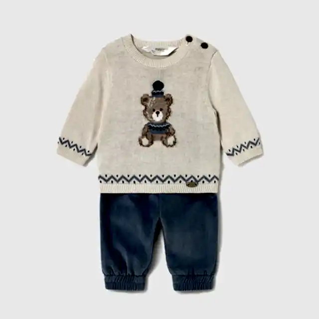 Mayoral Kışlık Erkek Bebek Örme Kazak Pantolon Set Mavi