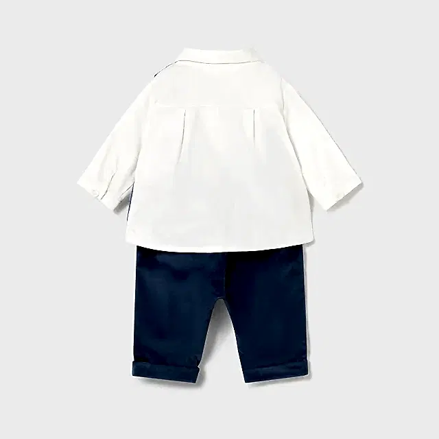 Mayoral Kışlık Erkek Bebek Papyonlu Gömlek Yelek Pantolon Set Mavi