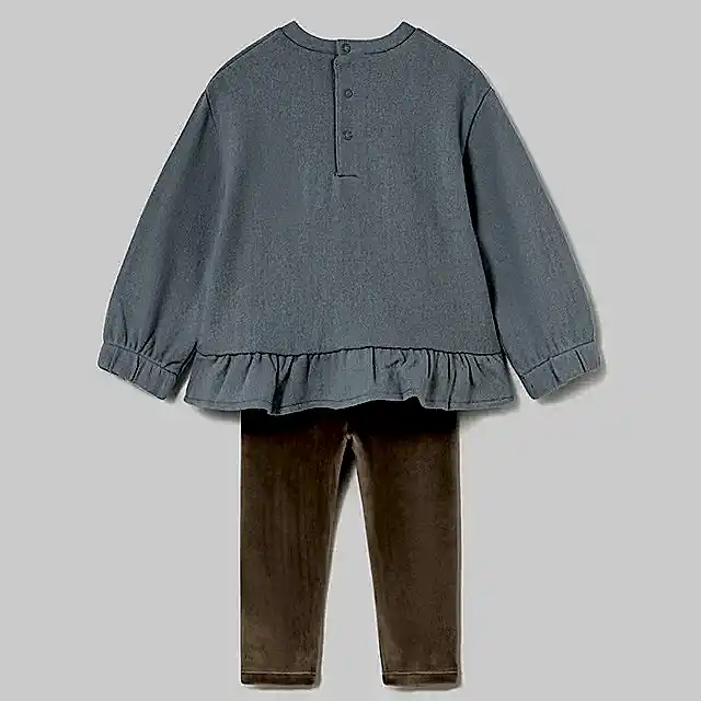 Mayoral Kışlık Kız Bebek Sweatshirt Tayt Pantolon Set Mavi