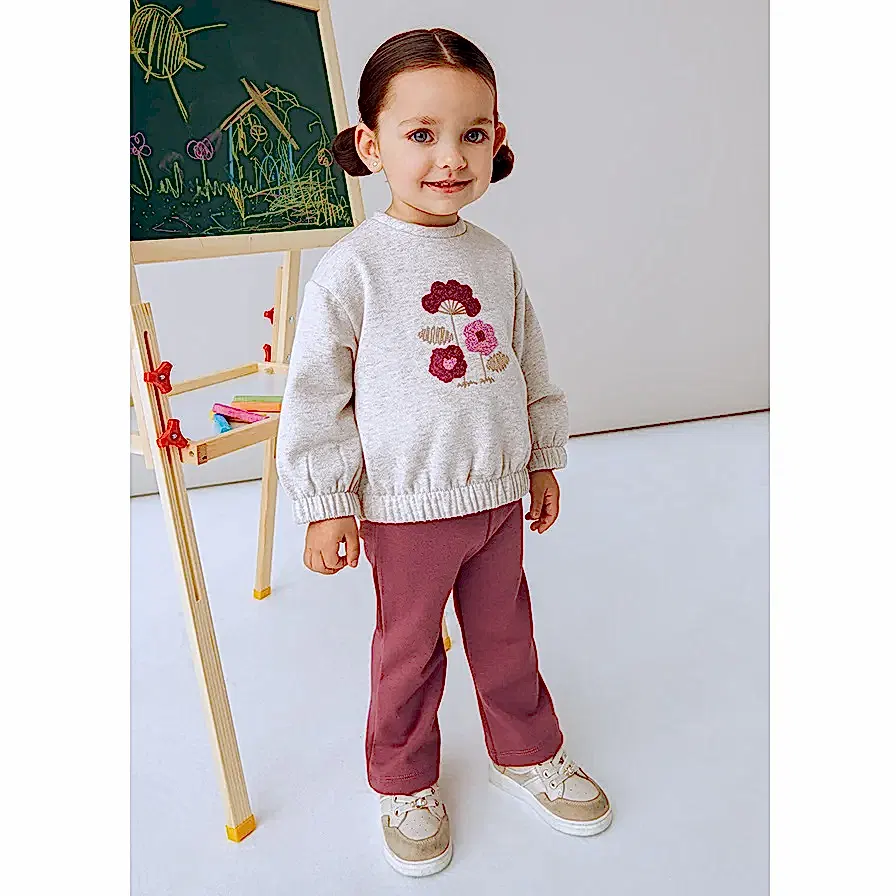 Mayoral Kışlık Kız Bebek Sweatshirt Tayt Pantolon Set Bej