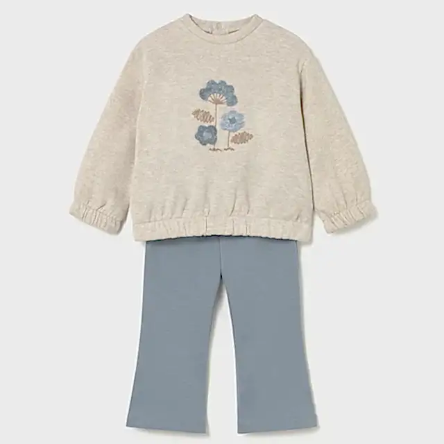 Mayoral Kışlık Kız Bebek Sweatshirt Tayt Pantolon Set Bej