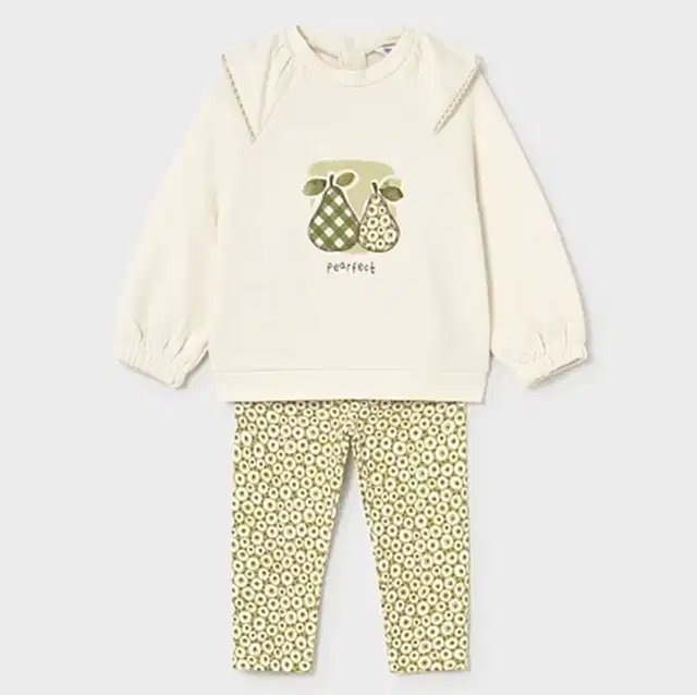 Mayoral Kışlık Kız Bebek Sweatshirt Tayt Pantolon Set Ekru