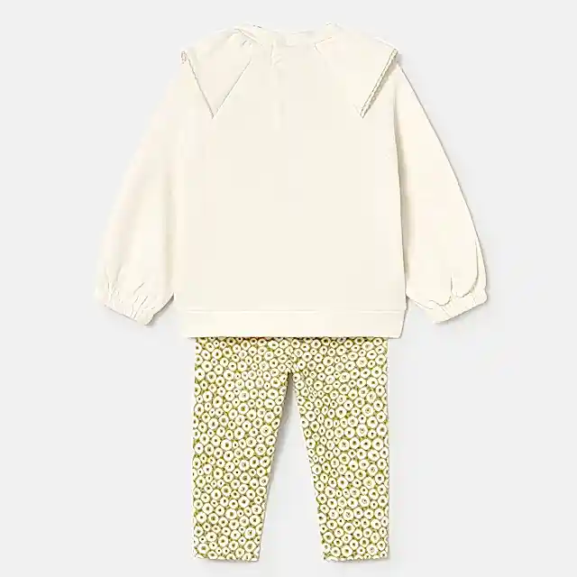Mayoral Kışlık Kız Bebek Sweatshirt Tayt Pantolon Set Ekru