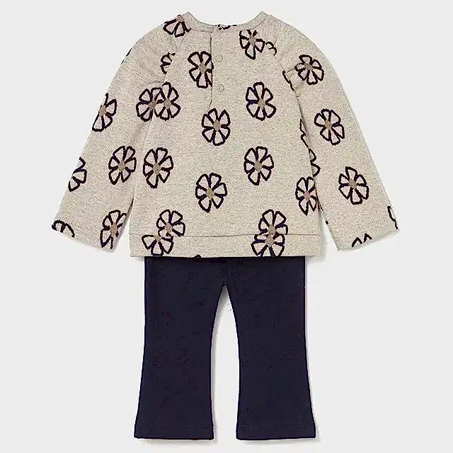 Mayoral Kışlık Kız Bebek Sweatshirt Tayt Pantolon Set Bej