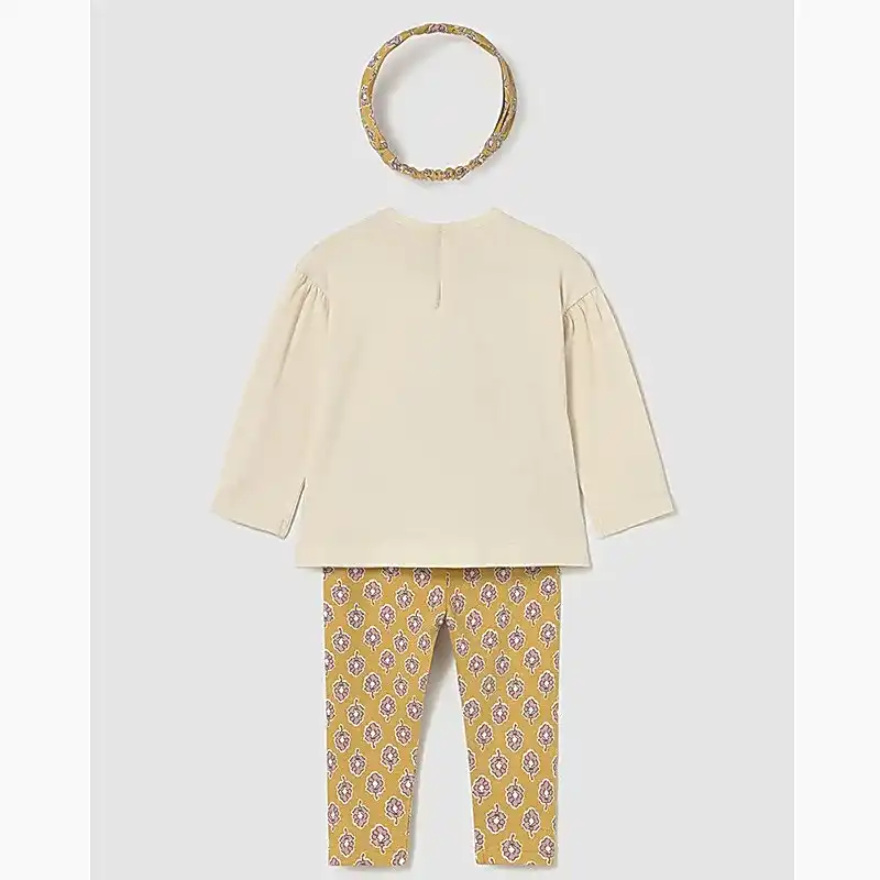 Mayoral Kışlık Kız Bebek Bluz Tayt Saç Bandı Set Sarı