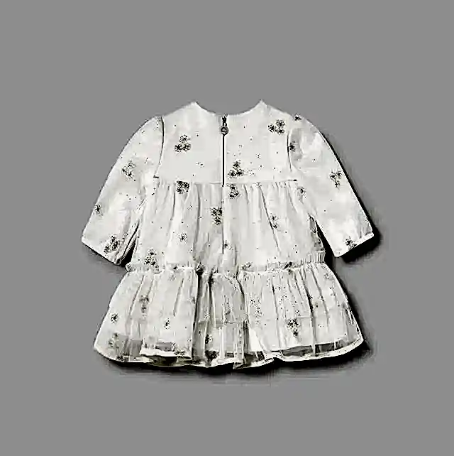 Mayoral Kışlık Kız Bebek Tül Elbise Ekru