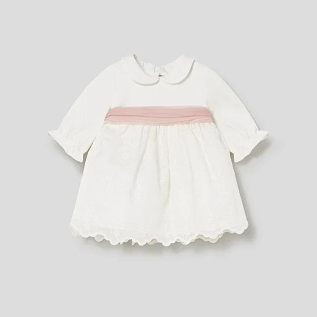 Mayoral Kışlık Kız Bebek Nakışlı Elbise Ekru