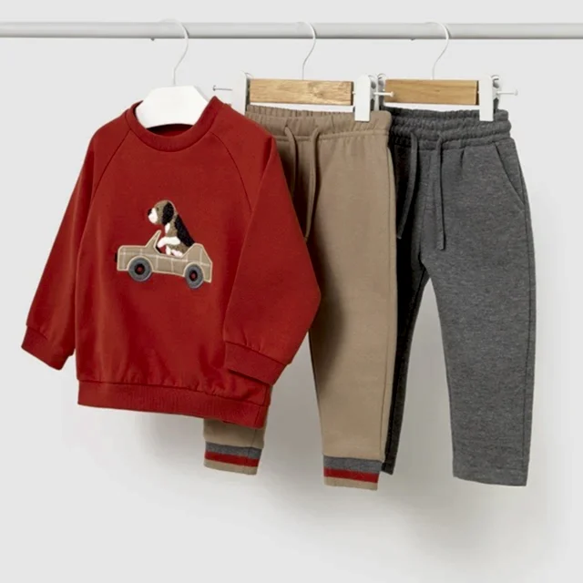 Mayoral Kışlık Erkek Bebek Sweatshirt Eşofman Üçlü Set Turuncu