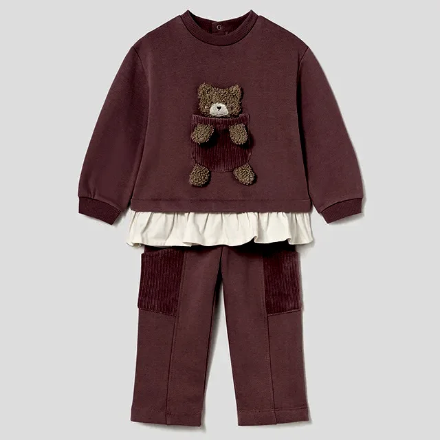 Mayoral Kışlık Kız Bebek Sweatshirt Eşofman İkili Set Pembe