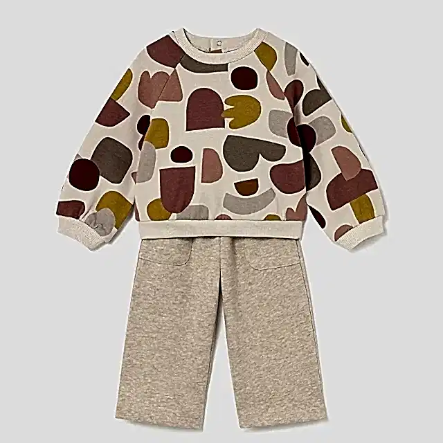 Mayoral Kışlık Kız Bebek Sweatshirt Eşofman İkili Set Bej