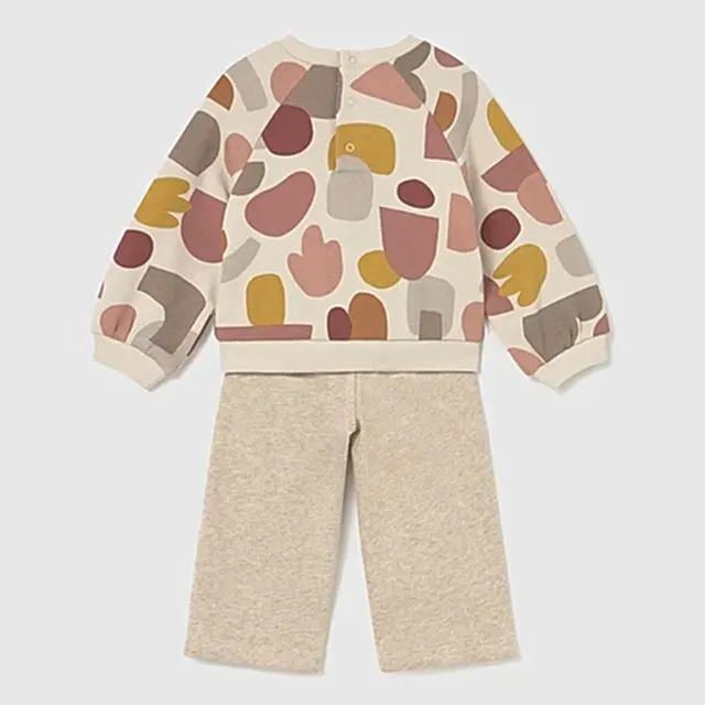 Mayoral Kışlık Kız Bebek Sweatshirt Eşofman İkili Set Bej