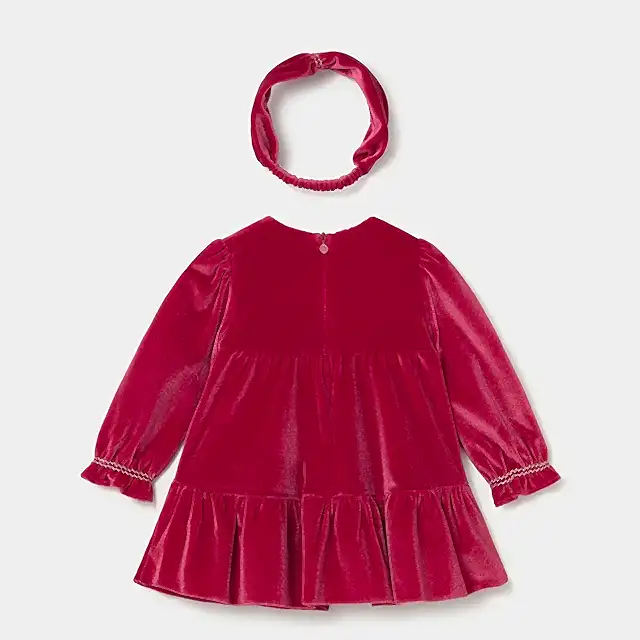 Mayoral Kışlık Kız Bebek Elbise Saç Bandı Set Kırmızı