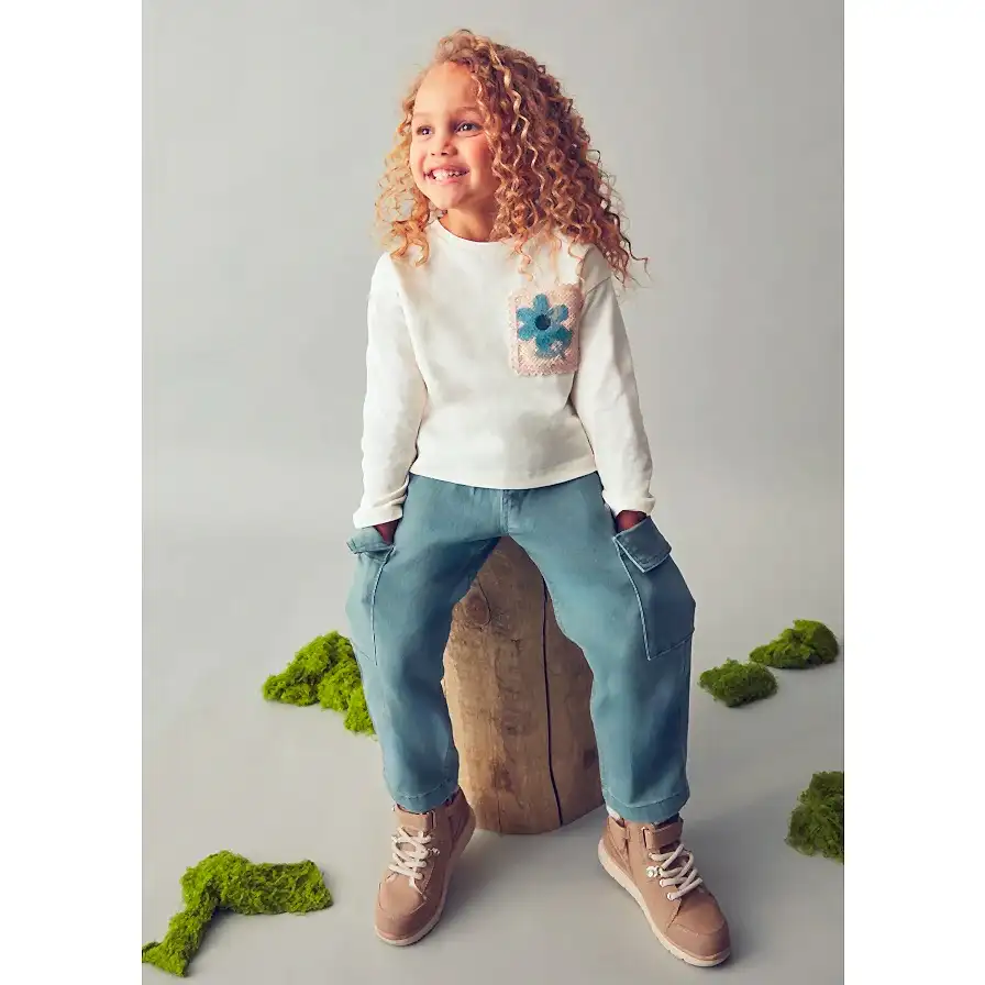 Mayoral Kışlık Kız Uzun Kol T-shirt Bej