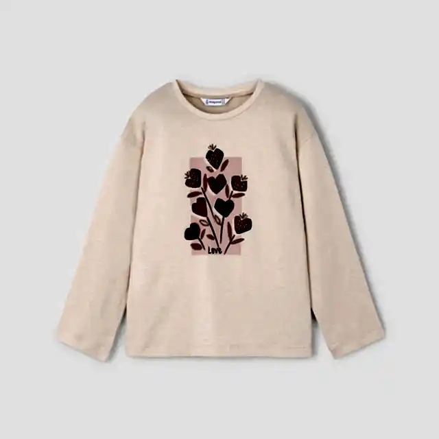 Mayoral Kışlık Kız Uzun Kol T-shirt Bej