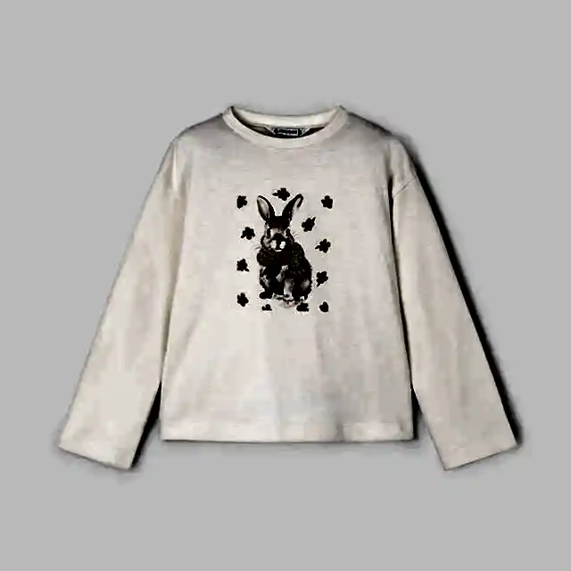 Mayoral Kışlık Kız Uzun Kol T-shirt Ekru