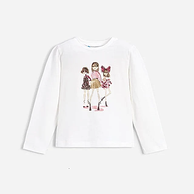 Mayoral Kışlık Kız Uzun Kol T-shirt Ekru