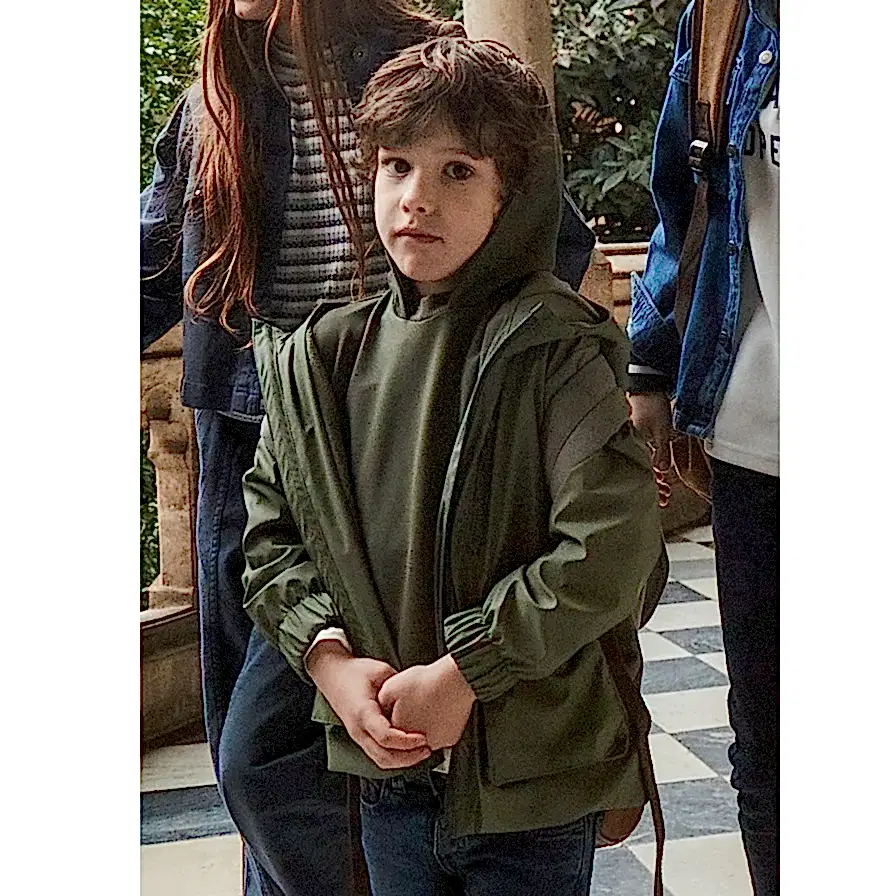 Mayoral Kışlık Erkek Kapşonlu Uzun Yağmurluk Ceket Yeşil