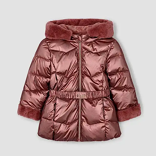 Mayoral Kışlık Kız Kapşonlu Kürklü Uzun Mont Pembe