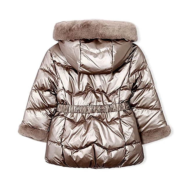 Mayoral Kışlık Kız Kapşonlu Kürklü Uzun Mont Bej