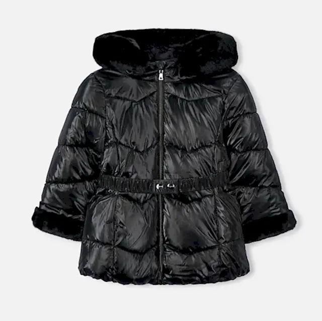 Mayoral Kışlık Kız Kapşonlu Kürklü Uzun Mont Siyah
