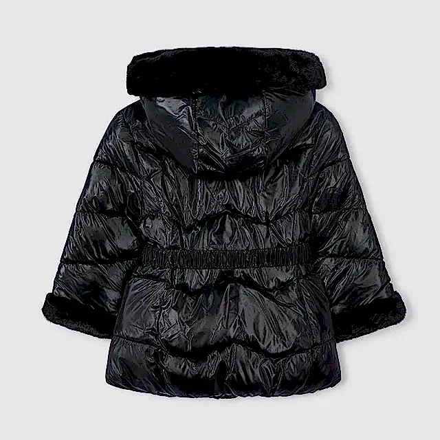 Mayoral Kışlık Kız Kapşonlu Kürklü Uzun Mont Siyah