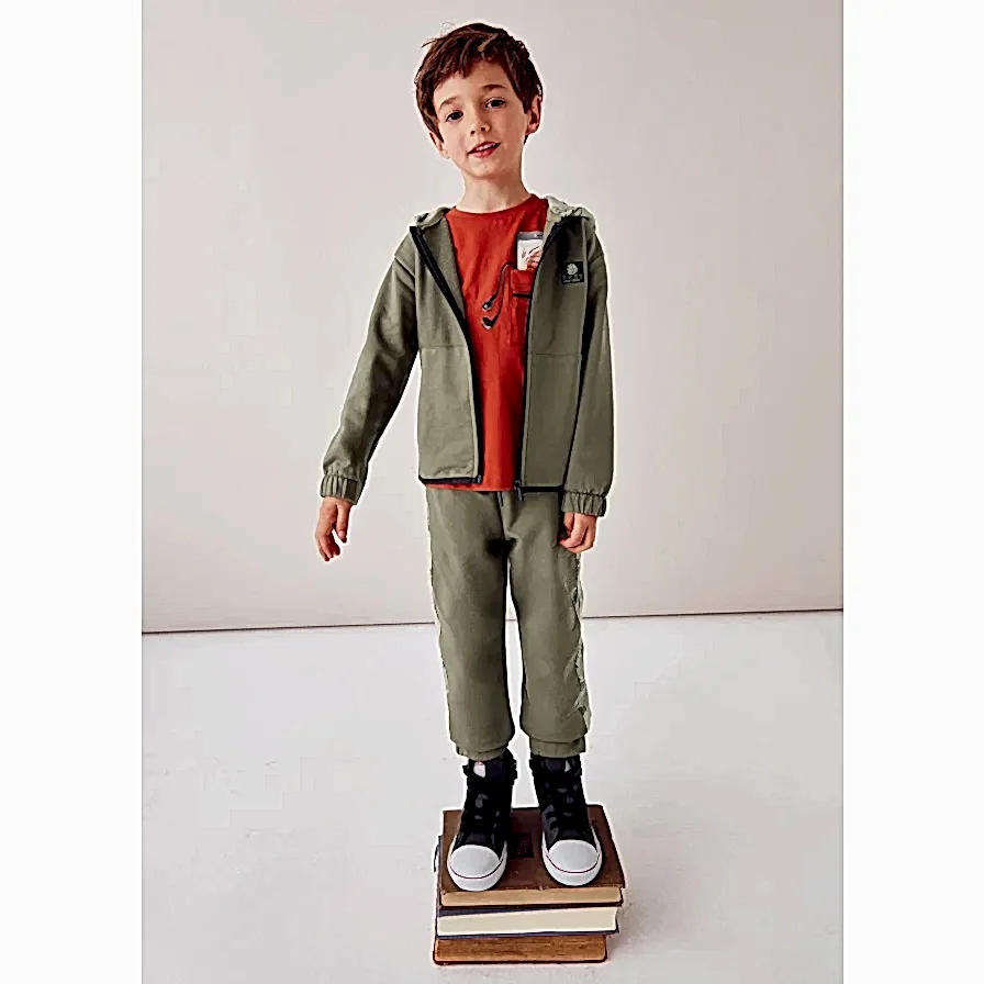 Mayoral Kışlık Erkek Kapşonlu Ceket Eşofman Üçlü Set Kahverengi