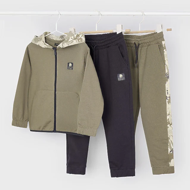 Mayoral Kışlık Erkek Kapşonlu Ceket Eşofman Üçlü Set Kahverengi