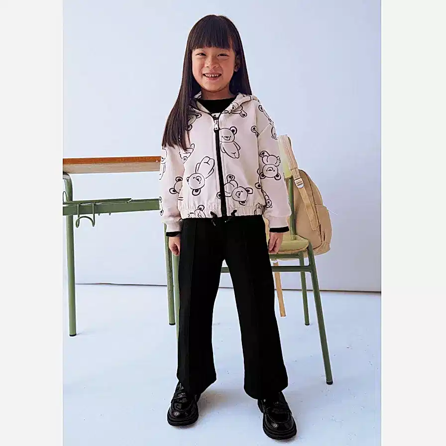 Mayoral Kışlık Kız Kapşonlu Ceket Eşofman Üçlü Set Siyah