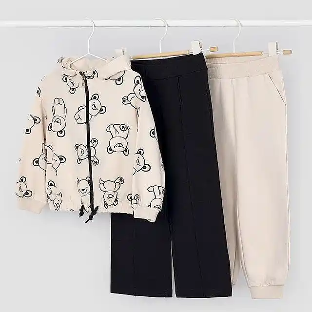 Mayoral Kışlık Kız Kapşonlu Ceket Eşofman Üçlü Set Siyah