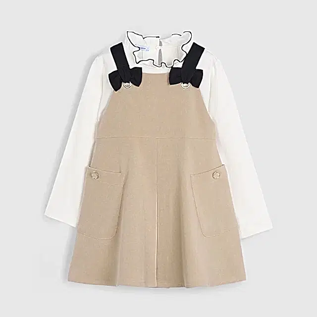 Mayoral Kışlık Kız Bluz Elbise Set Bej